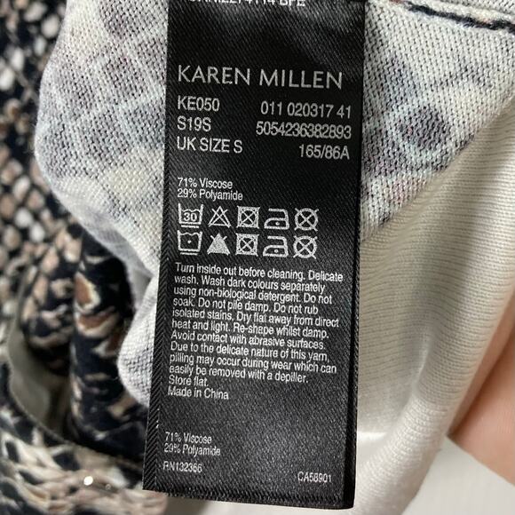 NWOT KAREN MILLEN Cardigan US XS Snakeskin-Print Shiny-Silver-Button-Up Long-Slv - Picture 7 of 10